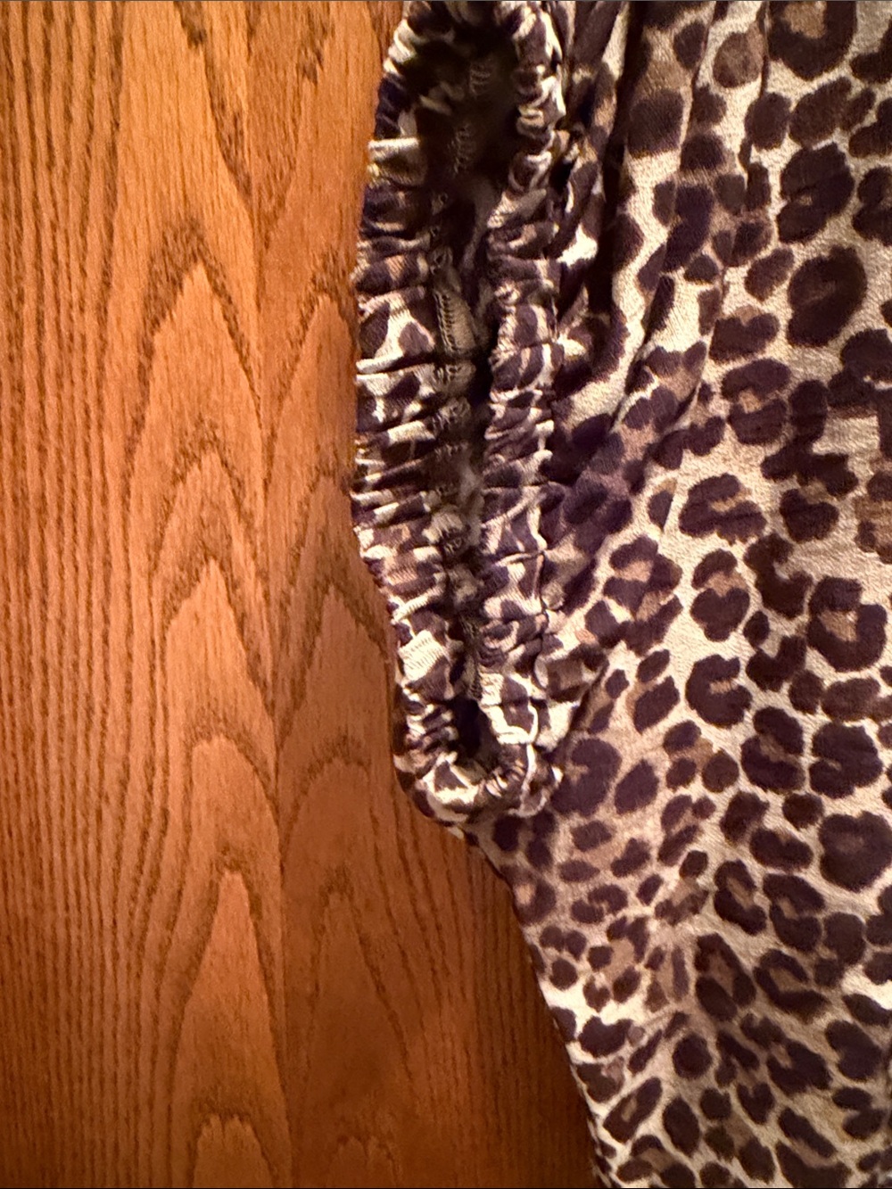 Entro Leopard Print V-Neck Women's Top with Stripe Trim - Picture 3 of 5